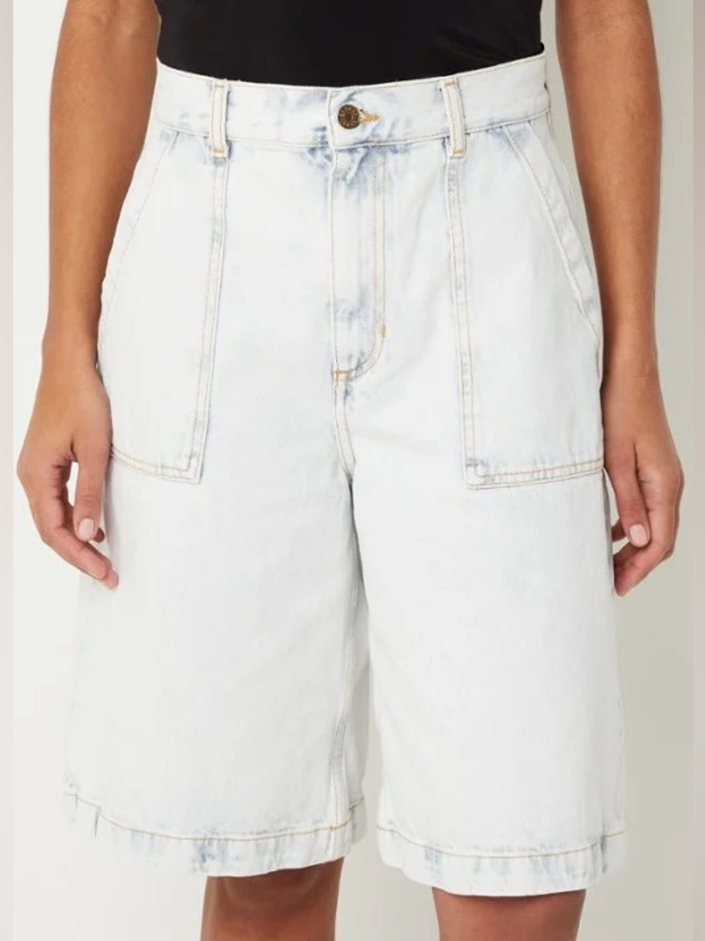 Sandro Paris Denim Bermuda Shorts Light Wash High Rise Size 38 US 6